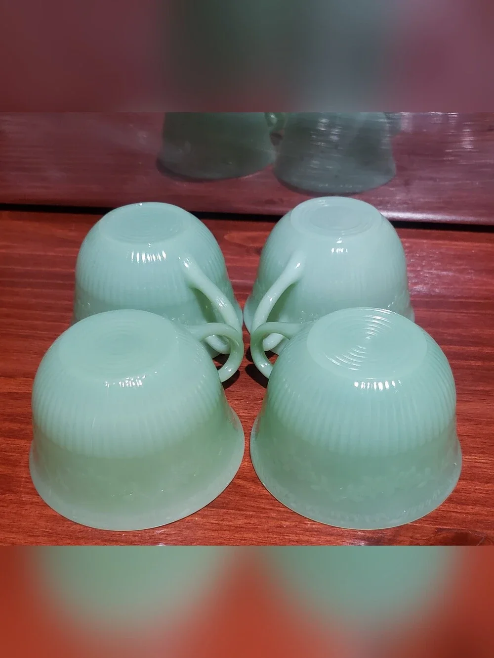 Vintage Floral Ribbed Jadeite Cups